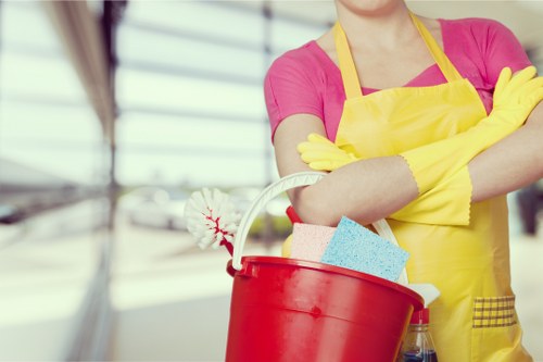 Cleaning team in Westminster using protective equipment and safe methods